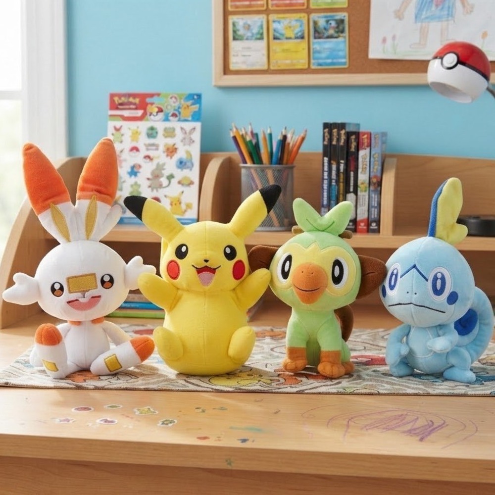 Pokemon Plush Lot of 4 Pikachu Scorbunny Sobble Grookey Stuffed Toys
